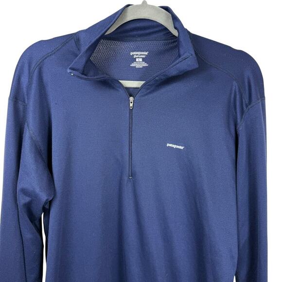 Patagonia Top Mens Large Blue Long Sleeve 1/4 Zip Apilene Pullover *FLAWED* - Picture 2 of 7